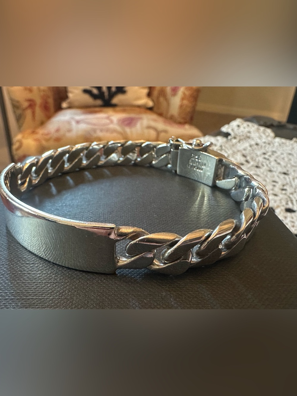 925 Sterling Vintage Mexico Taxco Solid 55.5g Cuban Link ID Bracelet 9.0"/10mm